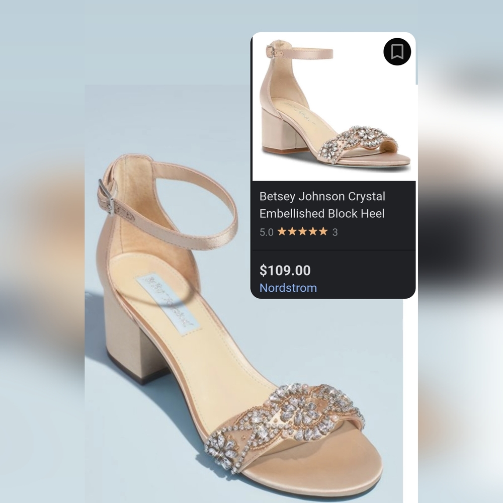 Betsy Johnson block heel in Champagne w/ tiny jewels 10W Brand new, never worn